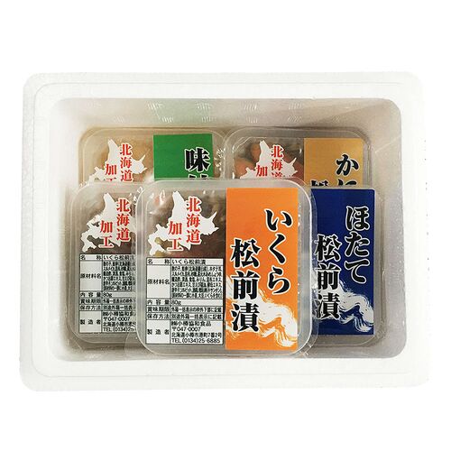 北海道 海の幸小分けパック 4種詰合せ(いくら・ほたて・かに松前漬け・味付け数の子)