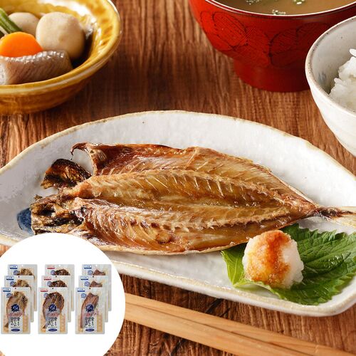 骨までやわらか干物セット C (アジ開き しお・みりん 鯖 計9枚)