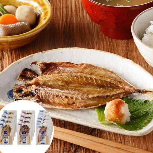 骨までやわらか干物セット D (アジ開き しお・みりん 鯖 計13枚)
