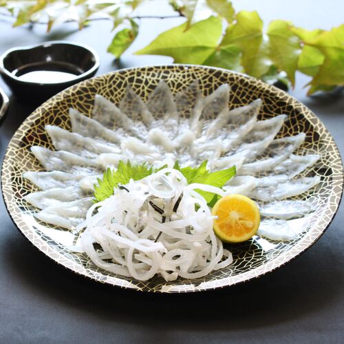 山口 下関 「河久」 ふく刺身 とらふぐ刺身 90g (30cm皿盛)