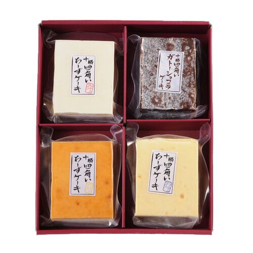 北海道 十勝四角いチーズケーキ＆ガトーショコラ 140g×4